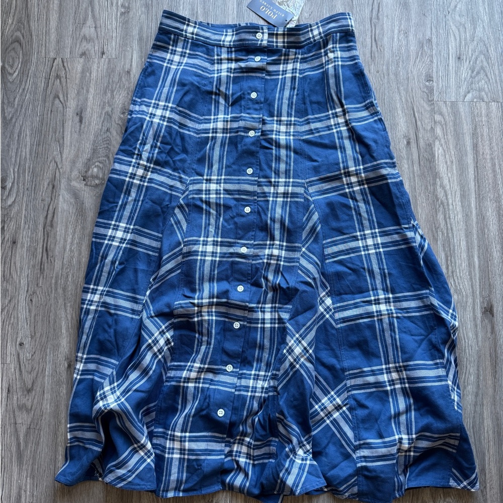 NWT Ralph Lauren Navy Plaid A-Line Skirt